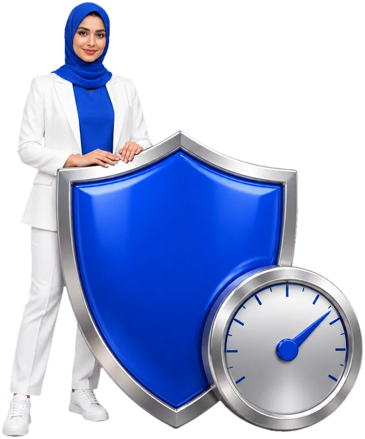A protective shield with a risk gauge